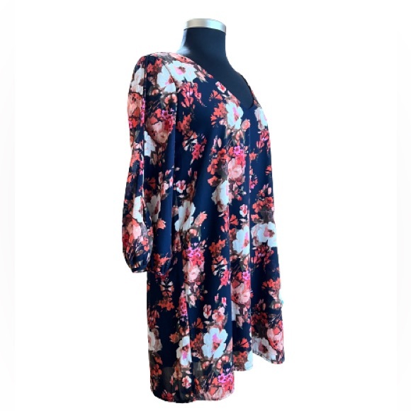 Lulus Shifting Dears Navy Blue Floral Dress Size Medium - Picture 4 of 8